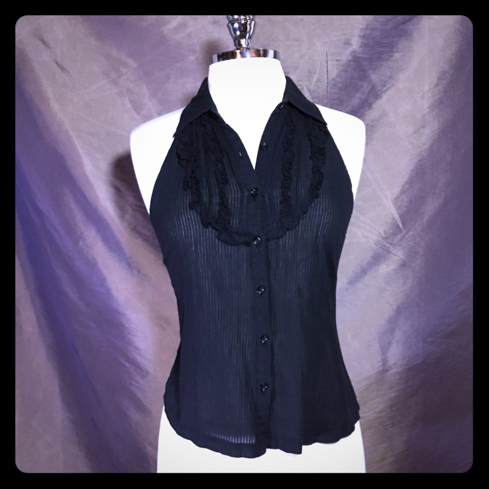 Bozzollo black sleeveless button up